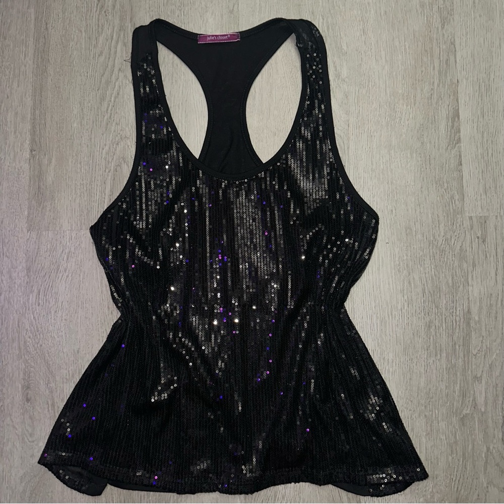 Julie's Closet Black Sequin Backless Tank Top